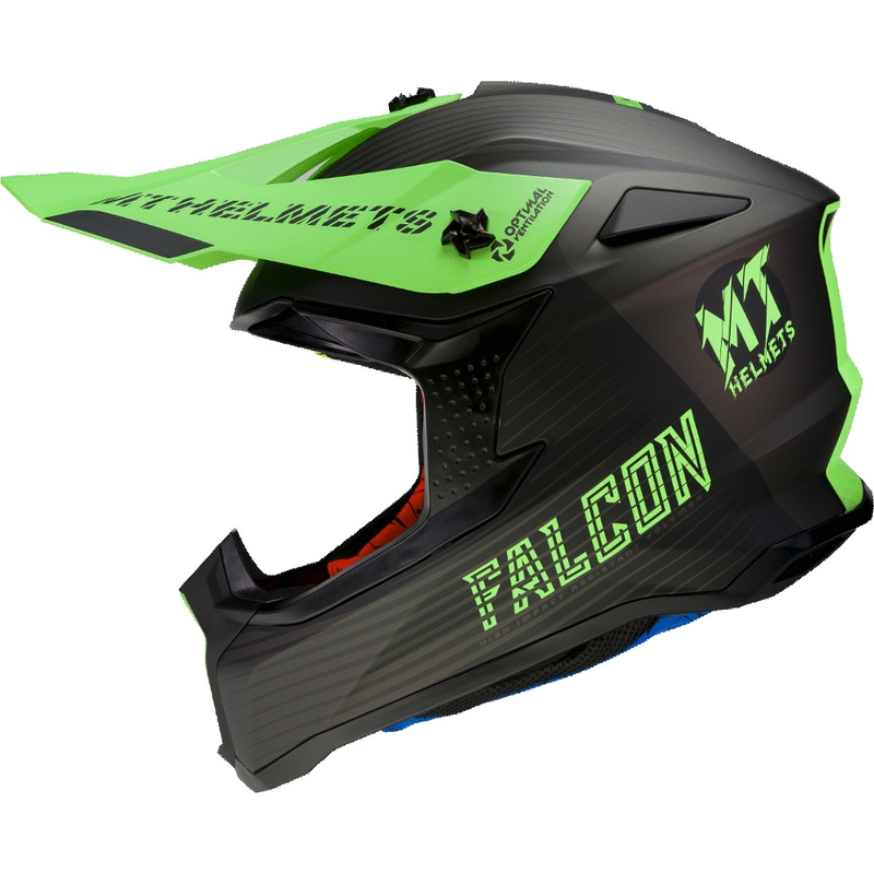 MT Falcon System motokros čelada črna-fluo zelena