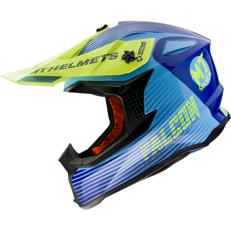 MT Falcon System motokros čelada modra-fluo rumena