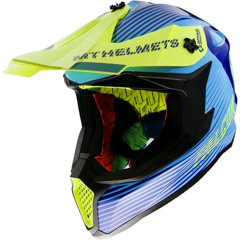 MT Falcon System motokros čelada modra-fluo rumena
