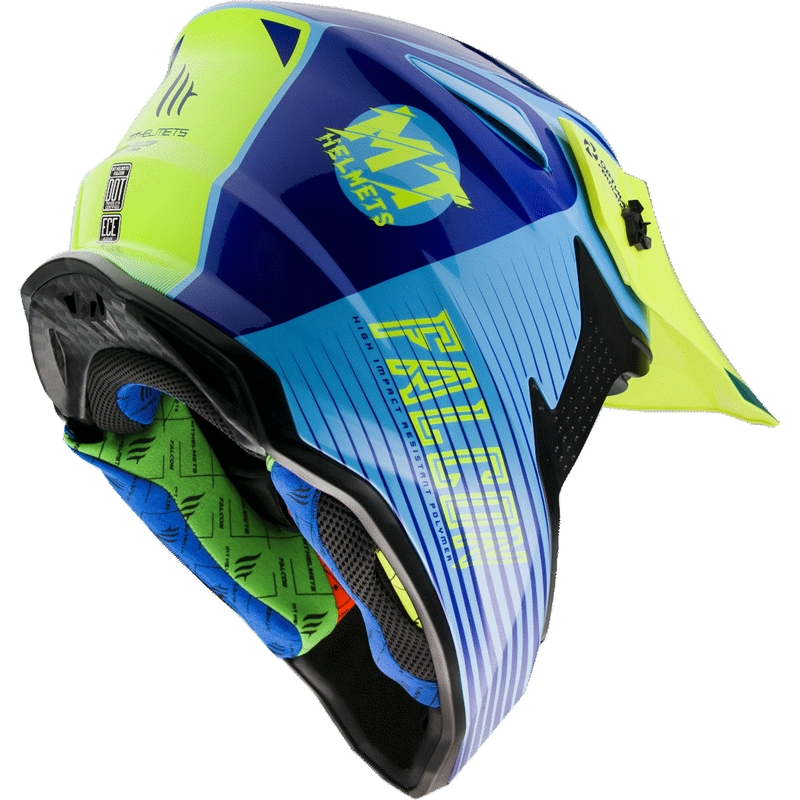 MT Falcon System motokros čelada modra-fluo rumena