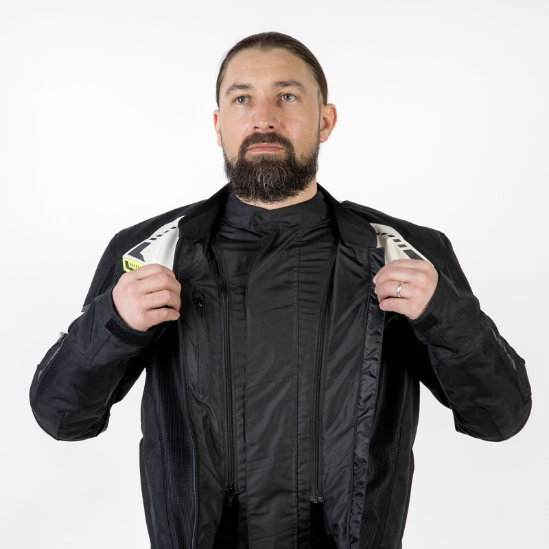 Ozone Flow črno-sivo-fluo rumena motoristična jakna razprodaja