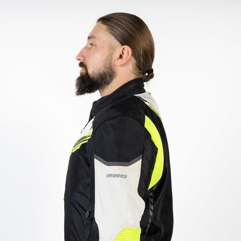 Ozone Flow črno-sivo-fluo rumena motoristična jakna razprodaja