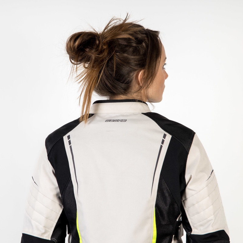 Ženska motoristična jakna Ozone Flow Black-Gray-Fluo Yellow razprodaja