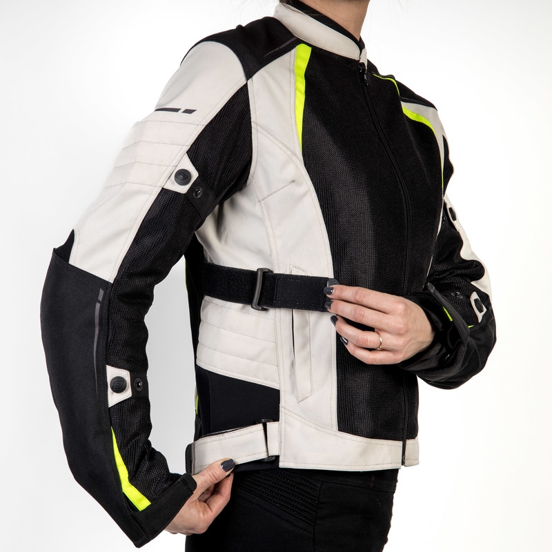 Ženska motoristična jakna Ozone Flow Black-Gray-Fluo Yellow razprodaja