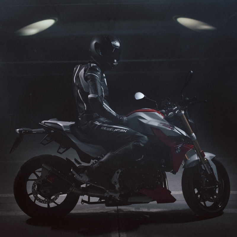 Rebelhorn Fighter Črno-bele motoristične hlače razprodaja