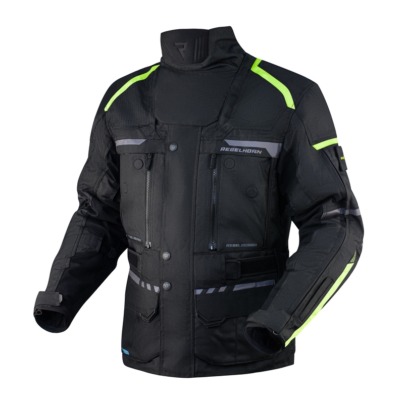 Motoristična jakna Rebelhorn Cubby IV black-fluo-yellow