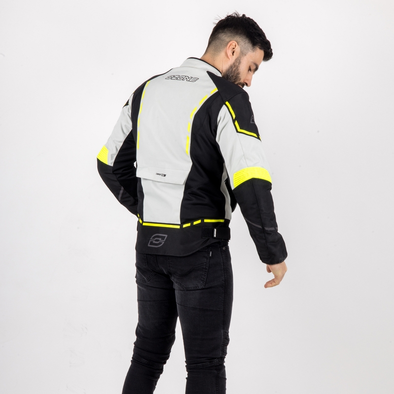 Moto jakna Ozone Jet II sivo-črna-fluo rumena razprodaja