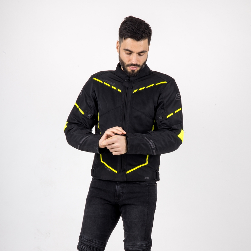 Moto jakna Ozone Jet II black-fluo yellow razprodaja