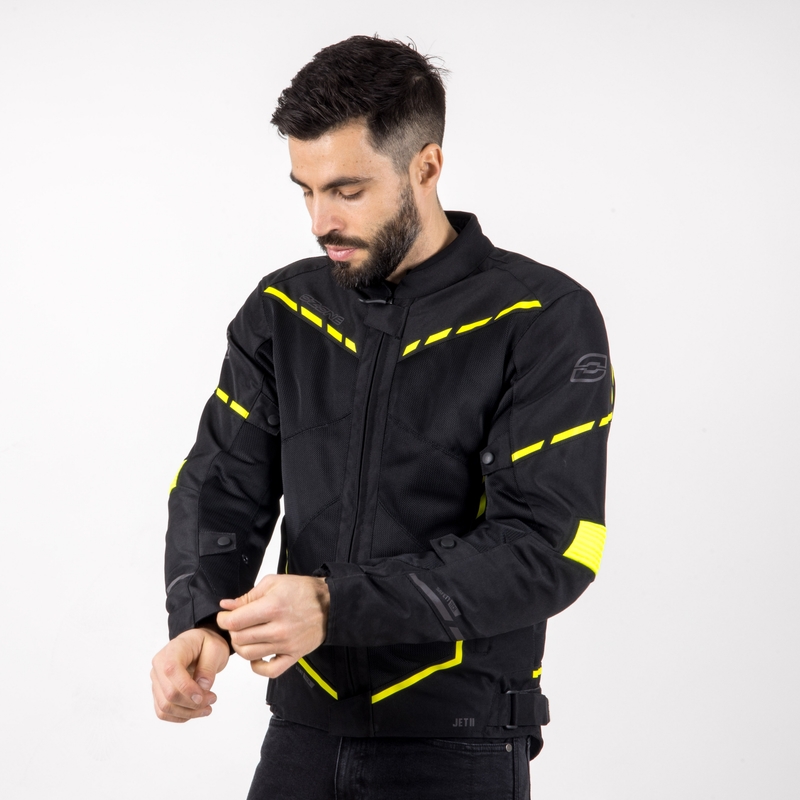Moto jakna Ozone Jet II black-fluo yellow razprodaja