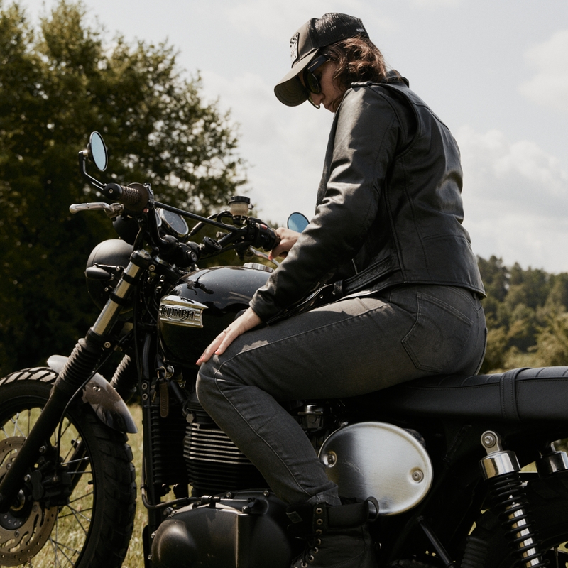Ženske kavbojke Ozone Striker SF Grey Motorcycle Jeans