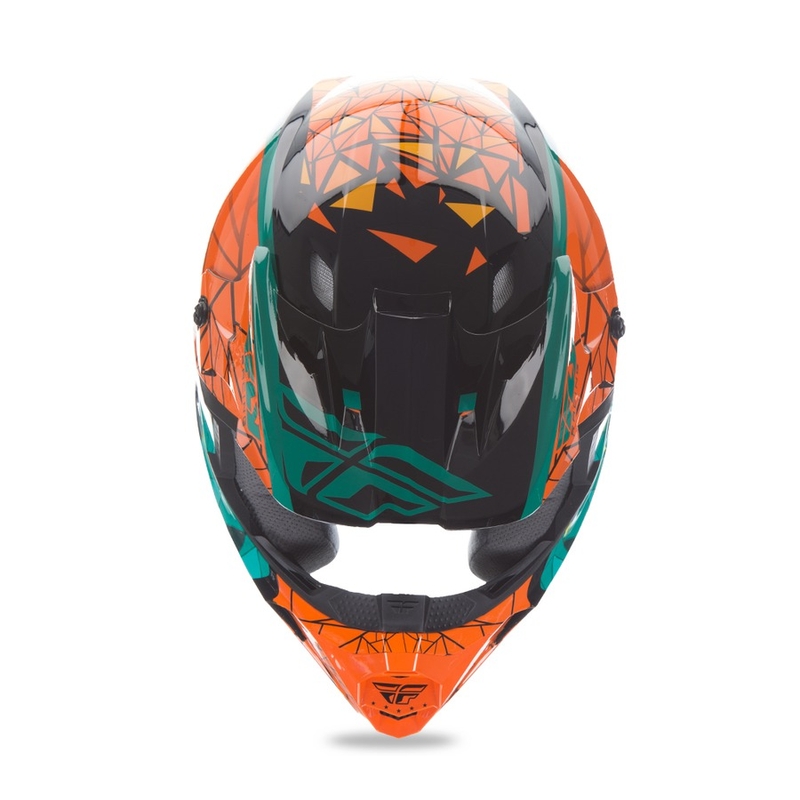 Motokros čelada FLY Racing Kinetic CRUX - ZDA oranžna-turkizna-črna