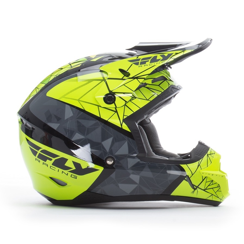 Motokros čelada FLY Racing Kinetic CRUX - ZDA fluo rumena-siva-črna razprodaja