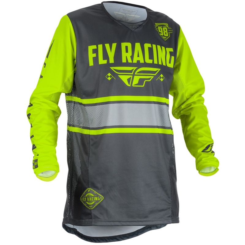 Motokros majica FLY Racing Kinetic ERA 2018 - ZDA sivo-fluo rumena