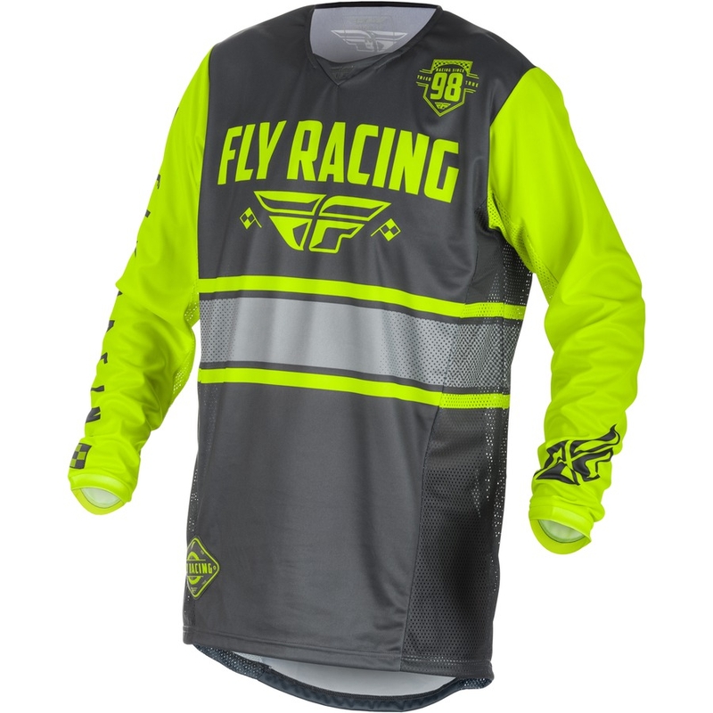 Motokros majica FLY Racing Kinetic ERA 2018 - ZDA sivo-fluo rumena