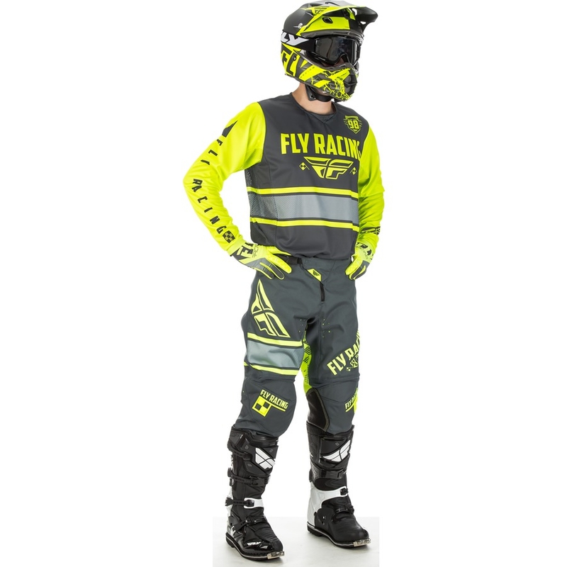 Motokros majica FLY Racing Kinetic ERA 2018 - ZDA sivo-fluo rumena