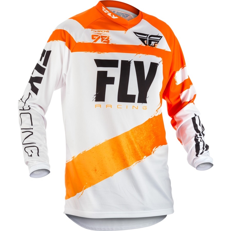 Motokros majica FLY Racing F-16 2018 - ZDA oranžna in bela
