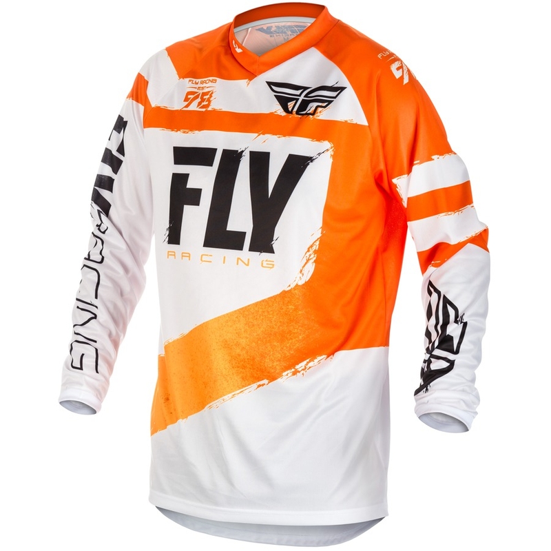 Motokros majica FLY Racing F-16 2018 - ZDA oranžna in bela
