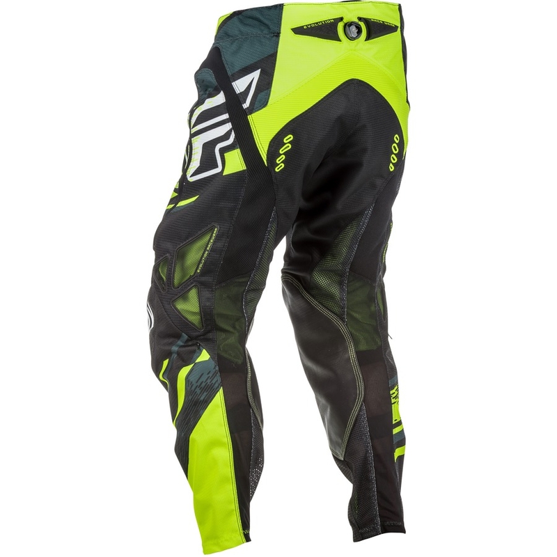 Motokros hlače FLY Racing EVO 2018 - ZDA črno-bela-fluo rumena