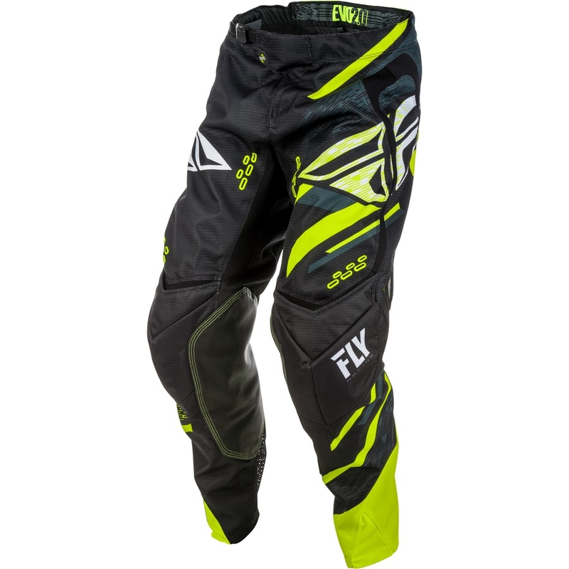 Motokros hlače FLY Racing EVO 2018 - ZDA črno-bela-fluo rumena