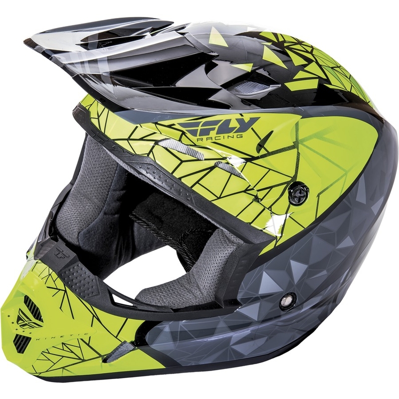 Otroška motokros čelada FLY Racing Kinetic CRUX - ZDA fluo rumena-siva-črna razprodaja