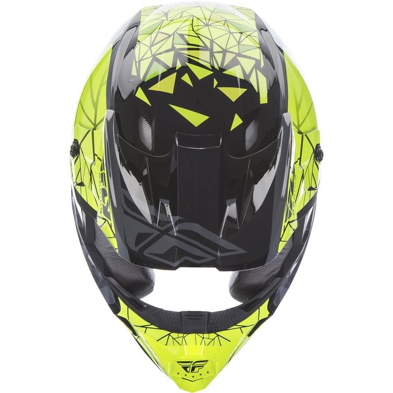 Otroška motokros čelada FLY Racing Kinetic CRUX - ZDA fluo rumena-siva-črna razprodaja
