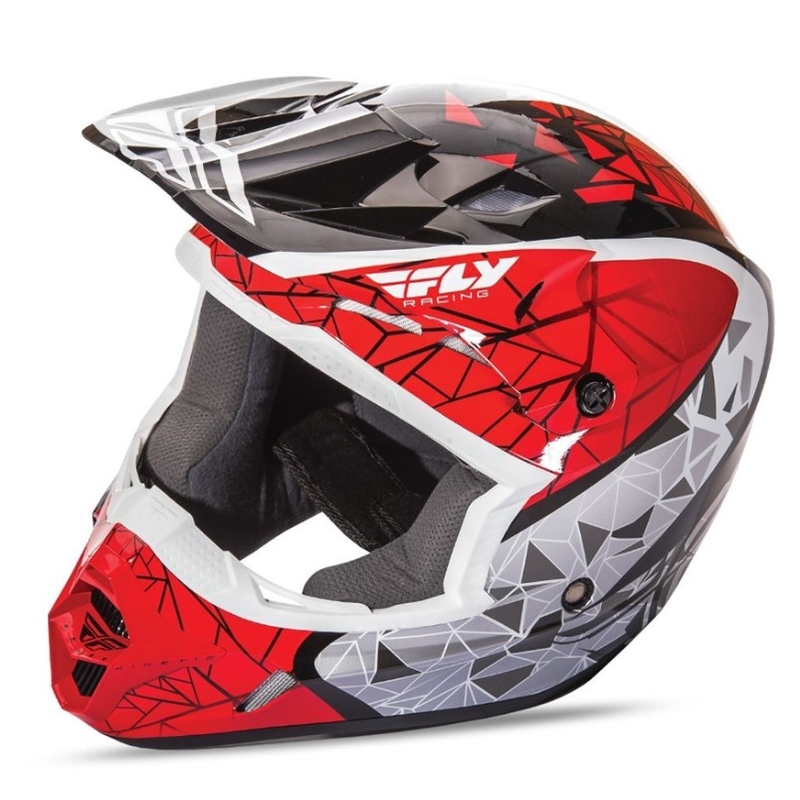 Otroška motokros čelada FLY Racing Kinetic CRUX - ZDA rdeča-bela-črna razprodaja