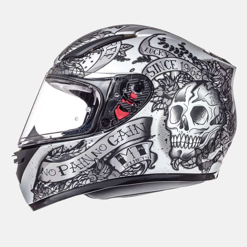 MT Revenge Skull &amp; Rose Integrirana motoristična čelada črna mat-srebrna
