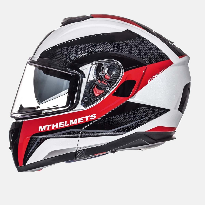 MT Atom Tarmac motoristična čelada bela-črna-rdeča razprodaja