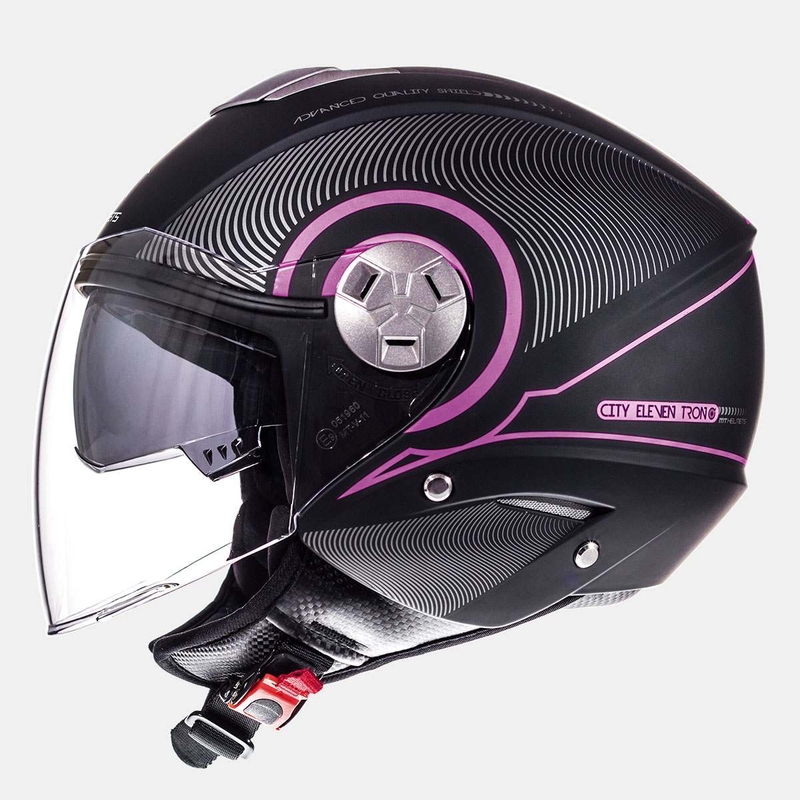 Motoristična čelada Open MT City Eleven SV Tron Black Matte Pink razprodaja