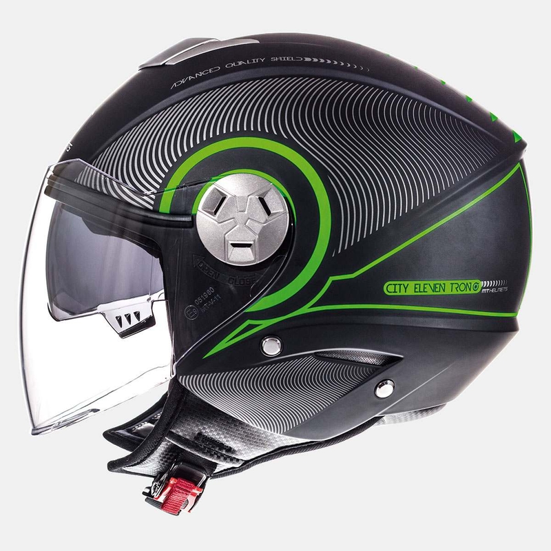 Motoristična čelada Open MT City Eleven SV Tron Black Matte Fluo Green razprodaja