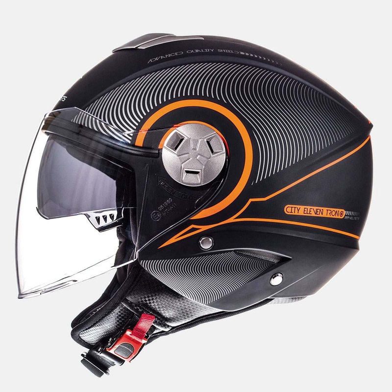 Motoristična čelada Open MT City Eleven SV Tron black matte-fluo orange razprodaja