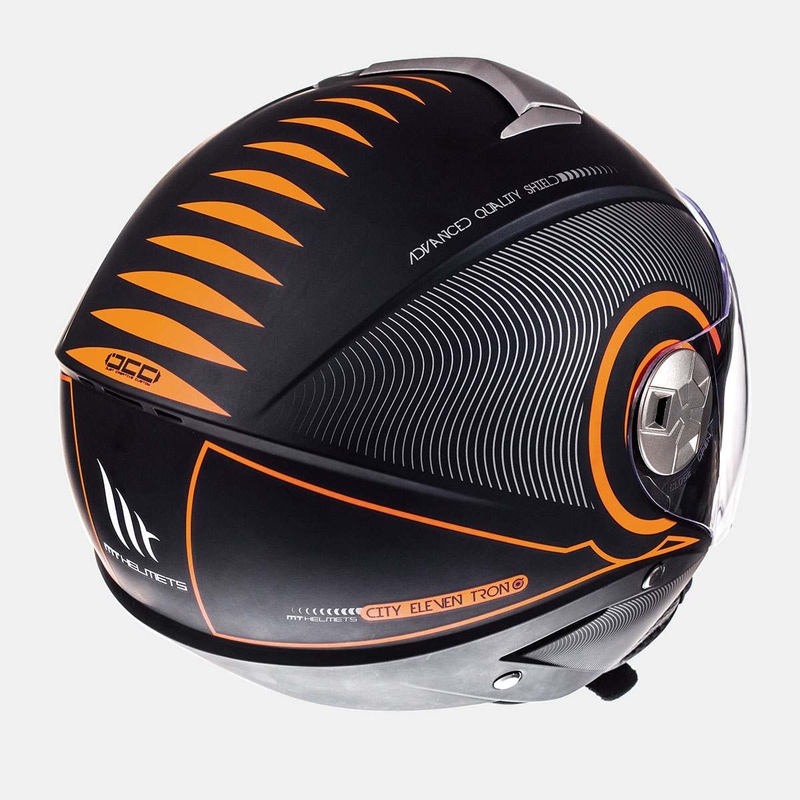 Motoristična čelada Open MT City Eleven SV Tron black matte-fluo orange razprodaja