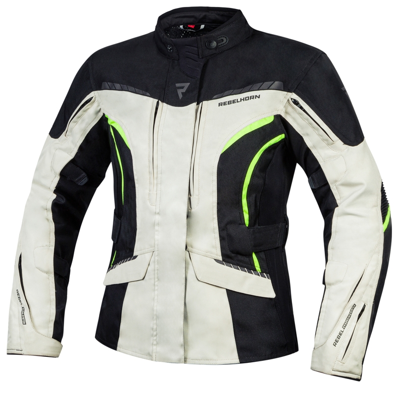 Ženska moto jakna Rebelhorn Hiker III black-grey-fluo-yellow - kakovost II