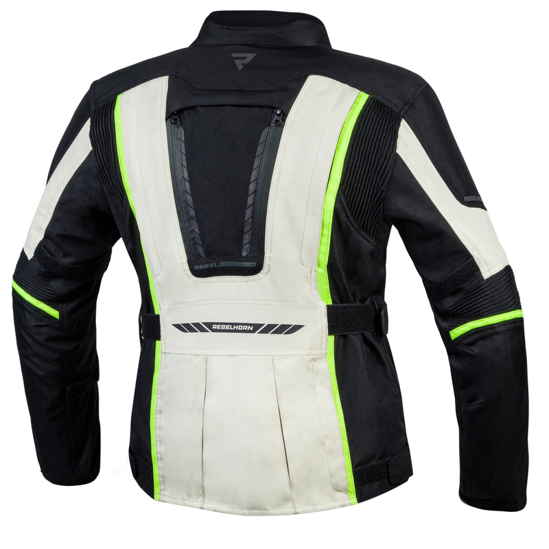 Ženska moto jakna Rebelhorn Hiker III black-grey-fluo-yellow - kakovost II