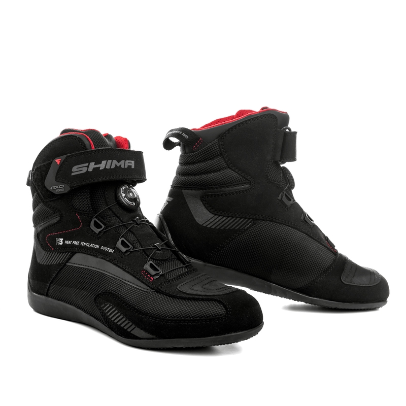 Ženski motoristični škornji Shima Exo Vented Black-Grey-Red - razred II