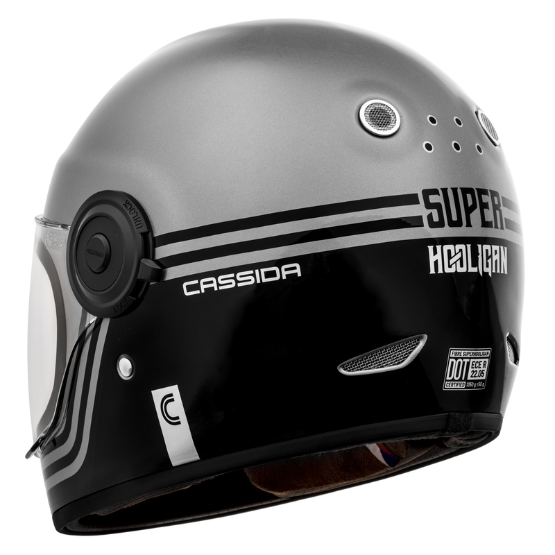 Cassida Fibre Super Hooligan Integral Motoristična čelada črno-siva