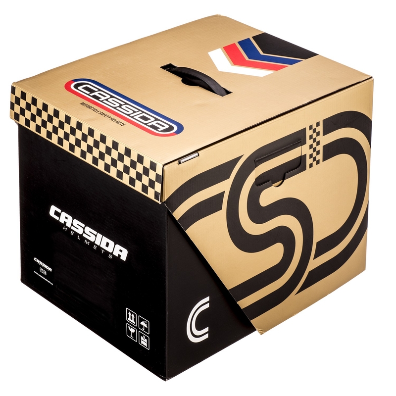 Cassida Fibre Super Hooligan Carat integralna motoristična čelada bela-črna-rdeča-zlata razprodaja