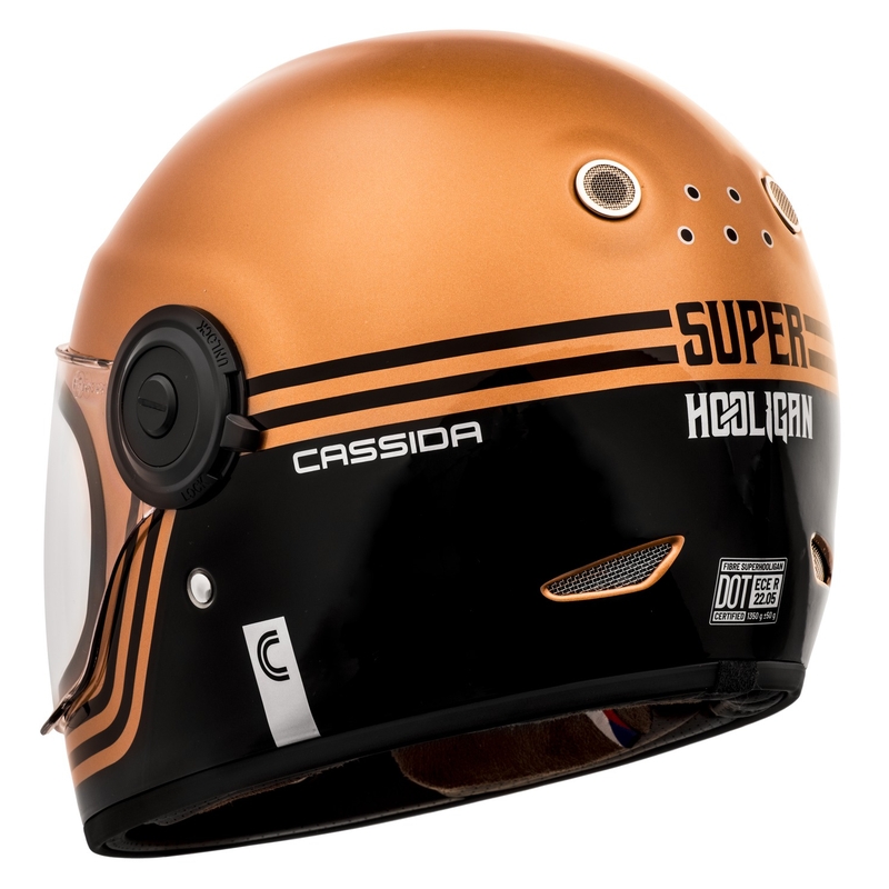 Cassida Fibre Super Hooligan integralna motoristična čelada črna in bakrena razprodaja