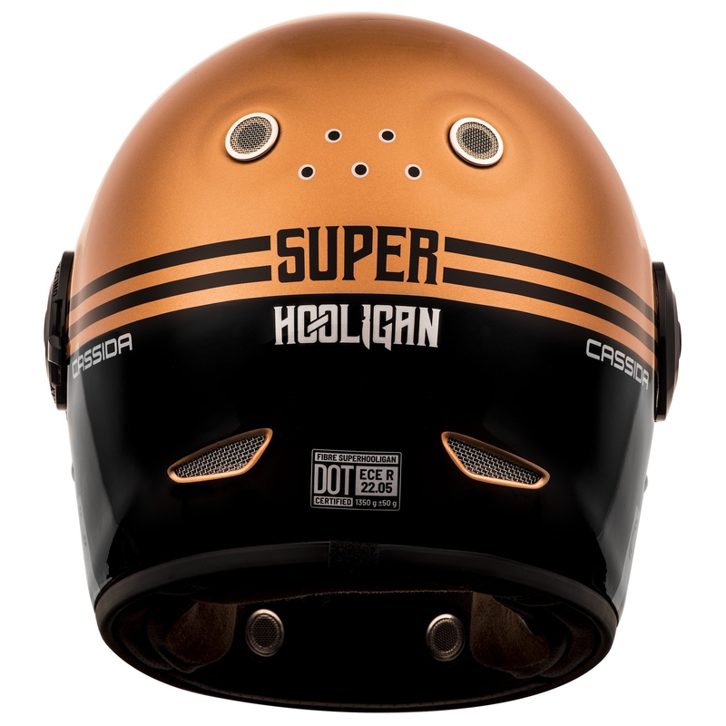 Cassida Fibre Super Hooligan integralna motoristična čelada črna in bakrena razprodaja