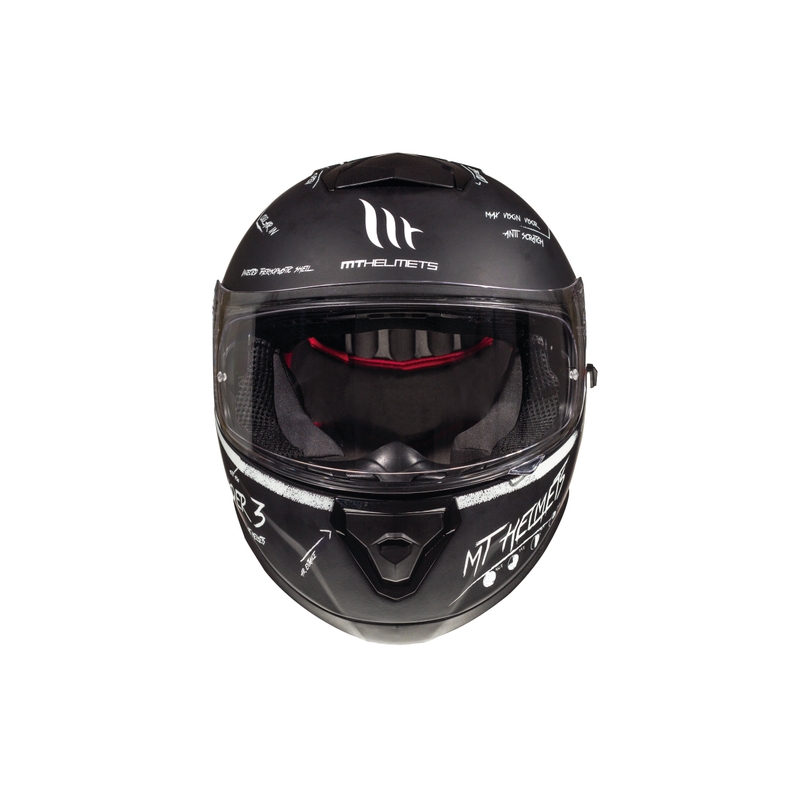 MT Thunder 3 SV Board Black Matte White Integral Motoristična čelada