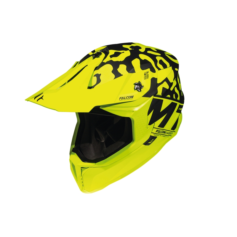 Motokros čelada MT Falcon Karson fluo rumena mat