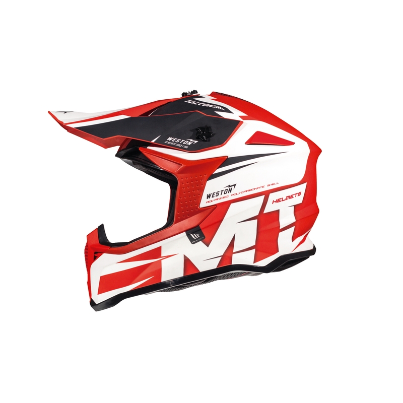 MT Falcon Weston motokros čelada rdeča in bela