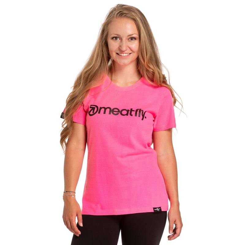 Ženska majica Meatfly Ladies MF Logo neon pink razprodaja