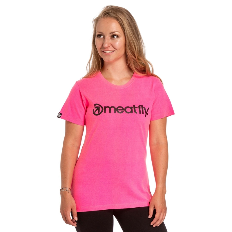 Ženska majica Meatfly Ladies MF Logo neon pink razprodaja