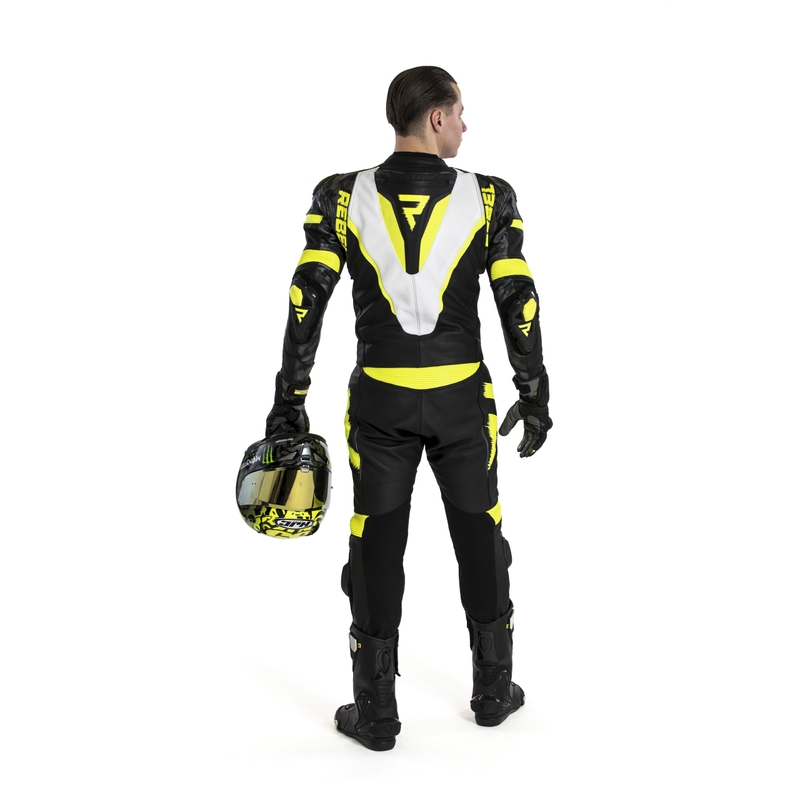 Rebelhorn Rebel Black-White-Fluo Yellow motoristični kombinezon razprodaja