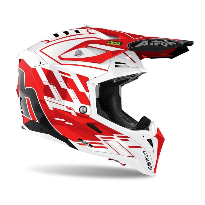Motokros čelada Airoh Aviator 3.0 Rampage 2021 rdeča in bela razprodaja