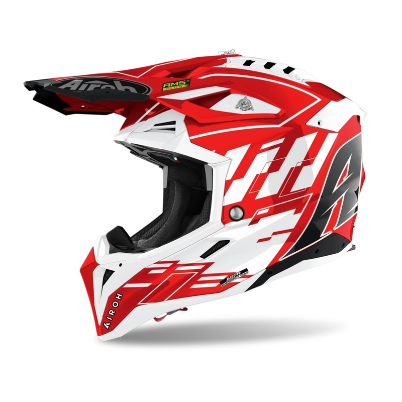Motokros čelada Airoh Aviator 3.0 Rampage 2021 rdeča in bela razprodaja