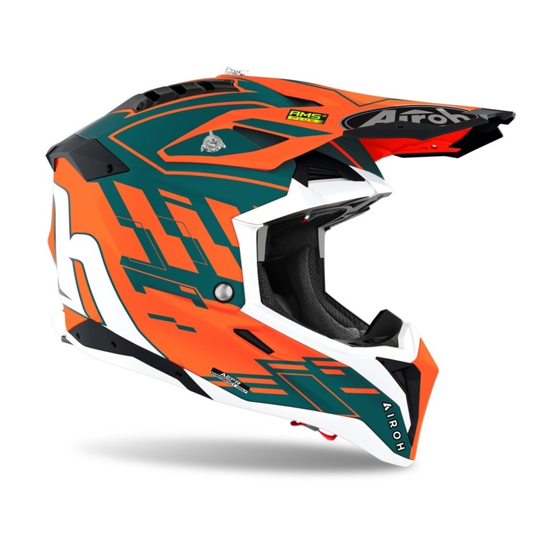 Motokros čelada Airoh Aviator 3.0 Rampage 2021 oranžno-sivo-bela