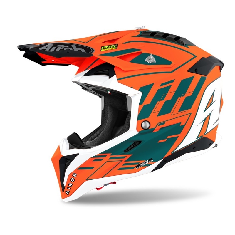 Motokros čelada Airoh Aviator 3.0 Rampage 2021 oranžno-sivo-bela