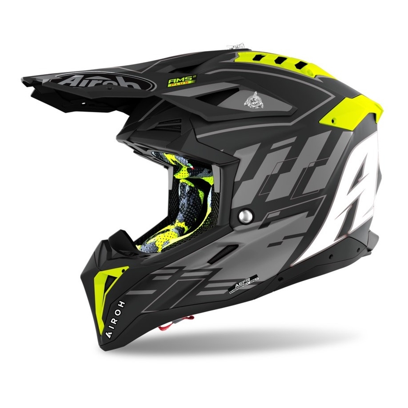 Motokros čelada Airoh Aviator 3.0 Rampage 2021 black-grey-fluo yellow razprodaja